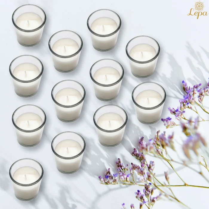 45 ml Unscented Paraffin Wax Glass Candles - 12-Piece Gift Set - Image 4