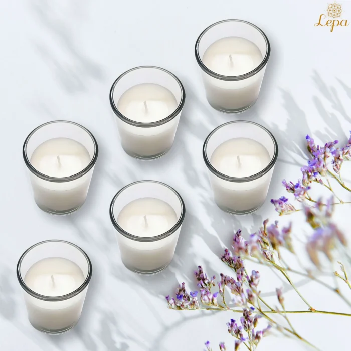 45 ml Unscented Paraffin Wax Glass Candles - Set of 6 - Image 4