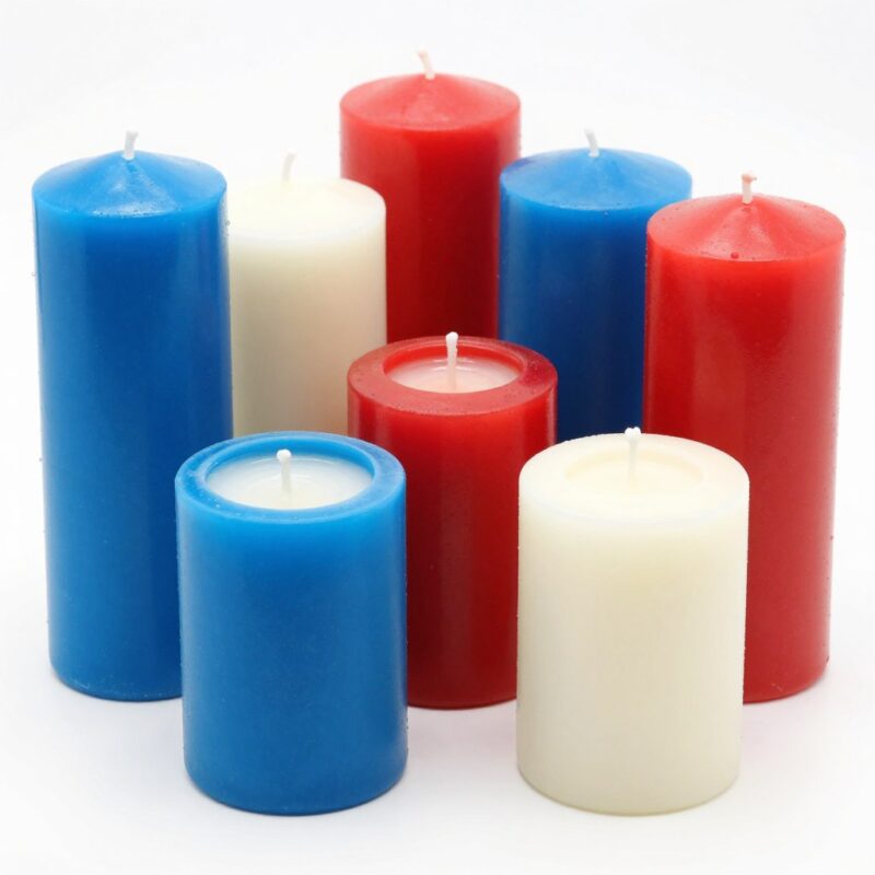 Classic paraffin pillar candles for events in various colors Classic paraffin pillar candles for events in various colors
