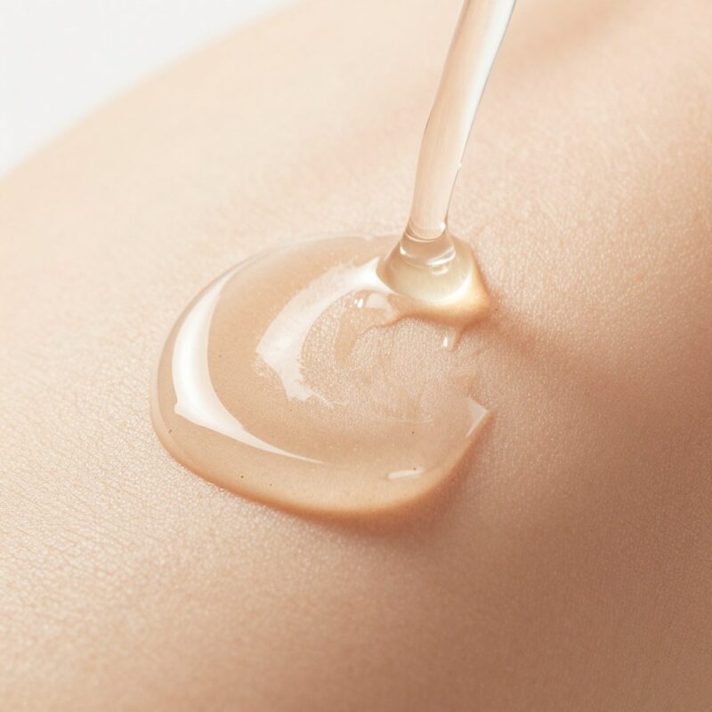 Close-up of massage candle oil being applied to skin