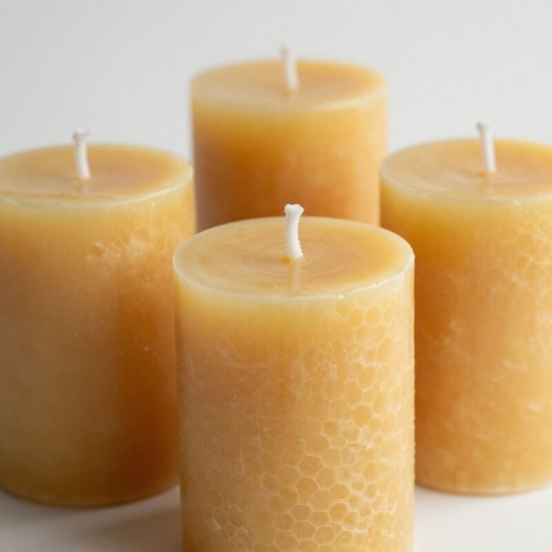 Natural beeswax pillar candles for events with honey color Natural beeswax pillar candles for events with honey color
