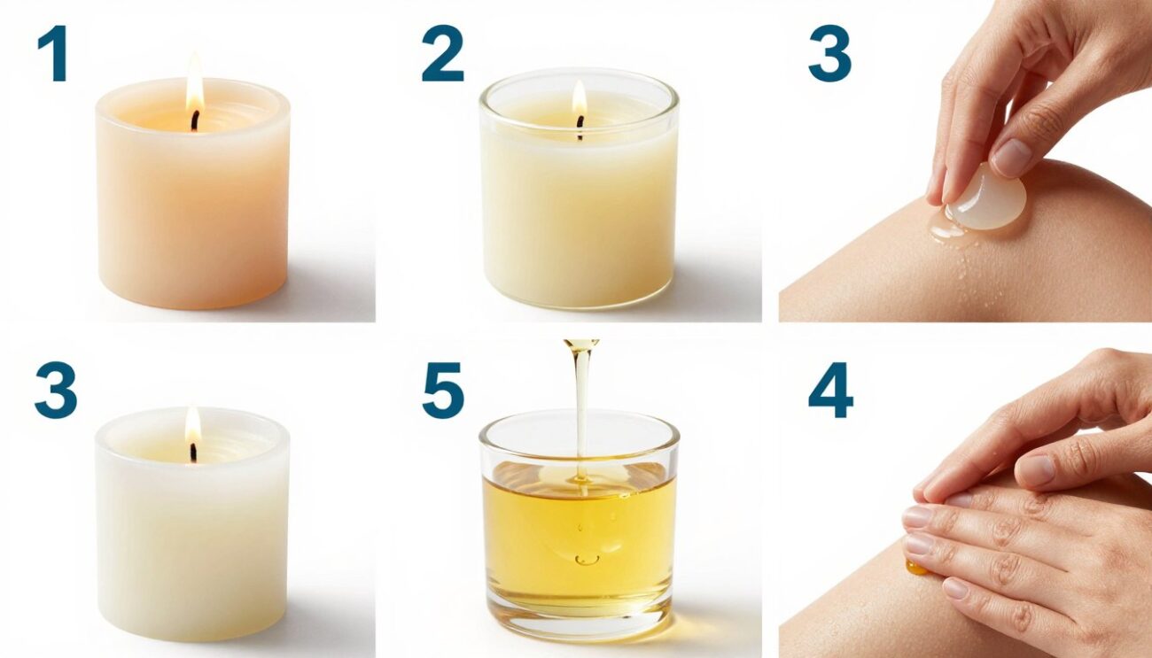 Step-by-step demonstration of using a massage candle