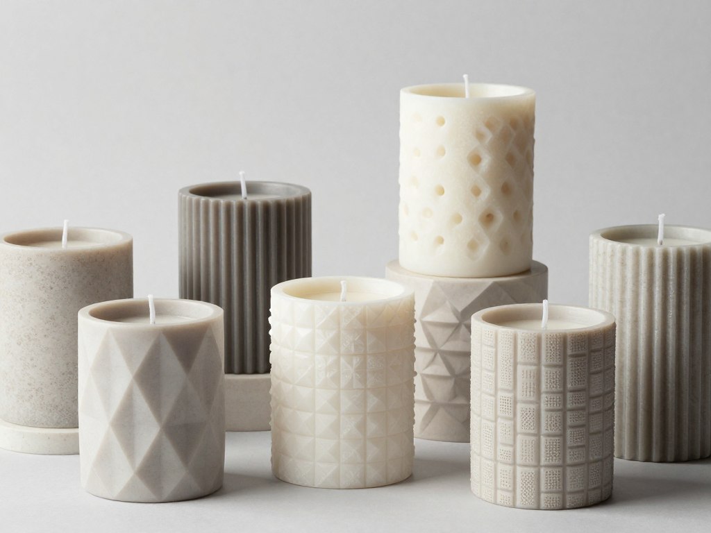 Textured and patterned pillar candles for events with modern design Textured and patterned pillar candles for events with modern design